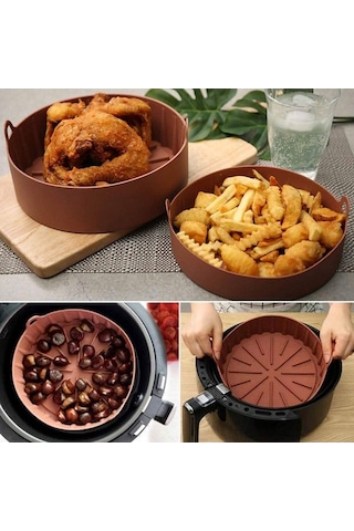 Bloomnest Hava Fritöz Silikon Paneli, Yağsız Pişirme Bandı, Mikro Kaplamalı, Gıda Güvenlikli Silikon Malzeme Gri