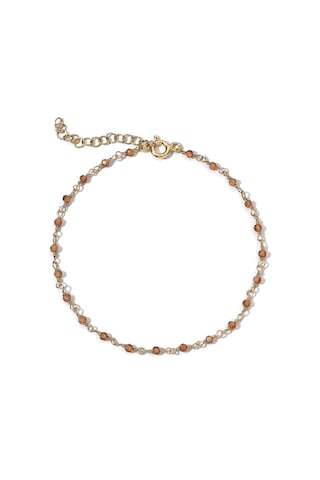 14 Ayar Altın Kaplama Sitrin Doğal Taşlı El Yapımı Gümüş Bileklik - Cbs00133 Altın