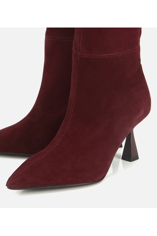 Hotiç Kadın Süet Deri Bordo Dikiş Detaylı Topuklu Çizme 01cıh315550a780 01cıh315550a780 Bordo