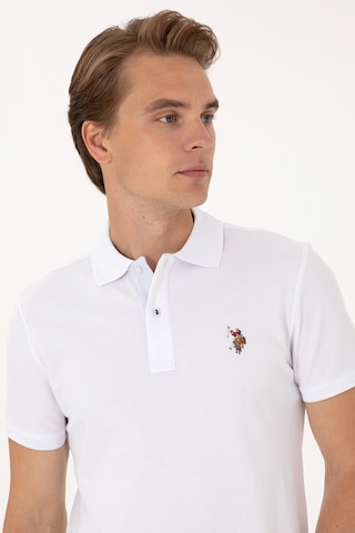 U.S. Polo Assn. Erkek Slim Fit Polo Yaka Beyaz Basic Tişört 50310669-VR013