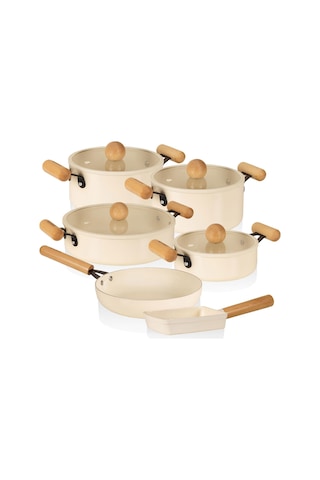 The Mia Cucina Di Mia İndüksiyon Tabanlı Seramik Tencere Tava Seti 10 Parça Çok Renkli