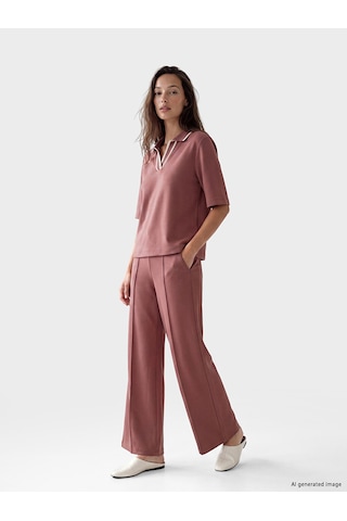 Lcw Everyday Pembe Polo Yaka Soft Touch Kadın Tişört