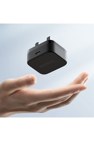 Tongxida Baseus 20w C Tipi Hızlı Şarj Adaptörü, İngiltere Fişi, Siyah Kablo Siyah