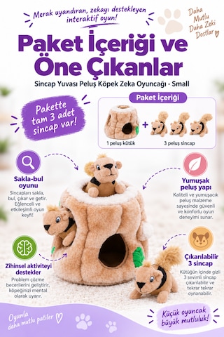 Outward Hound Hide A Squirrel Small Sincap Yuvası Peluş Köpek Zeka Oyuncağı