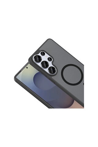 Vendas Samsung Galaxy S26 Ultra Kılıf M-safe Şarj Özellikli Zore Babet Kapak + Bilvis Cam Ekran Koruyucu Siyah