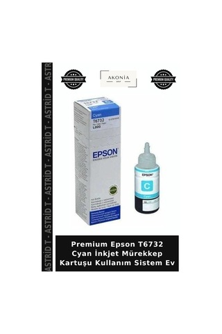 Premium Epson T6732 Cyan İnkjet Mürekkep Kartuşu Kullanım Sistem Ev