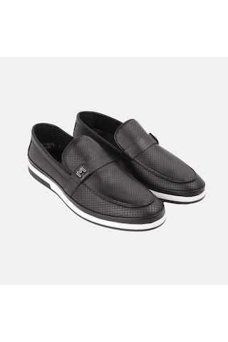 Forelli Marcomen 15166 Loafer Delikli Yazlık Deri Erkek Ayakkab Siyah