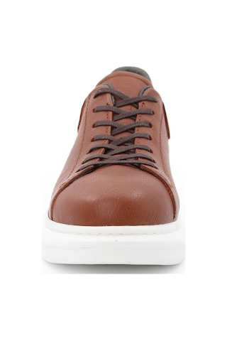 Günlük Gizli Topuklu Taba Hakiki Deri Boy Uzatan Ayakkabı Taba