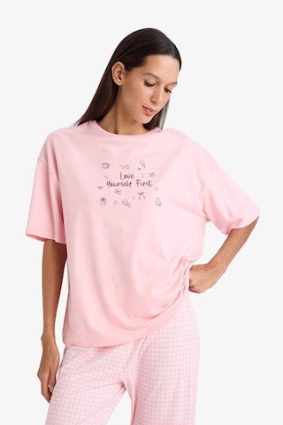 Defacto Baskılı Kısa Kollu Pijama Üstü G1720ax26sppn149 Pembe-pn149