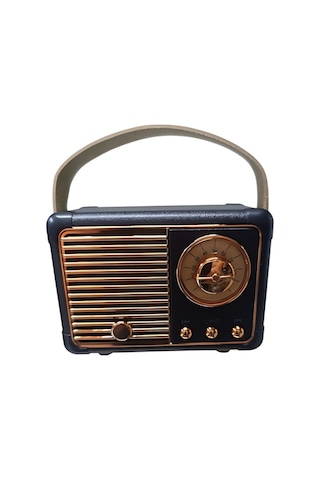 Nostaljik Retro Radyo Bluetooth Bağlantılı Hoparlör - Siyah- Tek Ebat