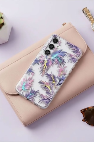 Samsung Galaxy Uyumlu A06 Kılıf Solmayan Imd Baskı Desenli, Şeffaf Tpu+pc Botanik Kapak
