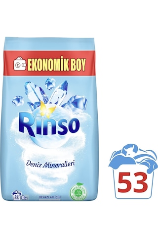 Rinso Deniz Mineralleri Beyazlar İçin Toz Çamaşır Deterjanı 53 Yıkama 8 KG