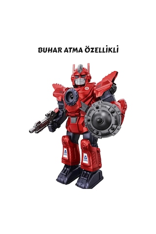 Işıklı Müzikli Buhar Püskürten Savaşçı Robot 34 Cm Büyük Boy Oyuncak - Mavi/kırmızı