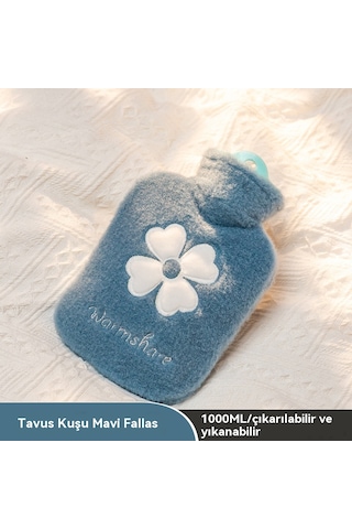 Peluş Su Dolu El Isıtıcı Çanta-mavi 1000ml