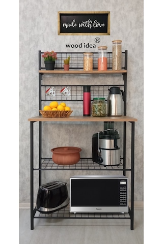 Wood İdea Wood İdea 4 Raf Kahve Köşesi Çok Amaçlı Mutfak Dolap