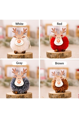 Fortunelane Kahverengi Yün Ahşap Geyik Şekilli Noel Ağaç Çiçeği, İç/dış Dekorasyon, Sevimli Stiliyle Noel Atmosferi Yaratır - 1 A Kahverengi