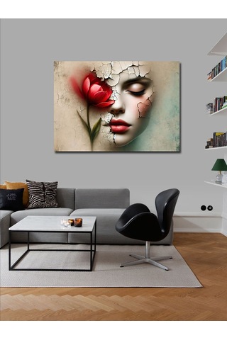 Kanvas Tablo Çiçek Yüz Ve Sanat