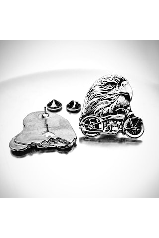 Kartal Chopper Motorcu Rozeti Gümüş