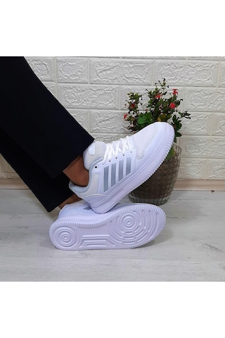 Bestof 074 Beyaz-beyaz Sneaker Düz Taban Hafif Rahat Spor Çift Ayakkabısı 001