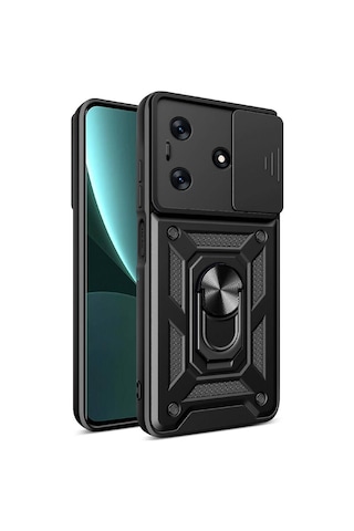 Tecno Spark 10 4g Kılıf Magnetik Standlı Kamera Korumalı Sürgülü Vega Kapak Mavi Mavi