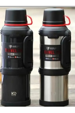 1 Adet 4 Litre 48 Saat Sıcak Soğuk Paslanmaz Çelik Dağcı Termos Siyah