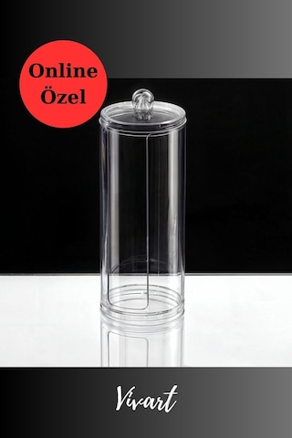 Vivart Makyaj Temizleme Disk Pamukluk Organizer Şeffaf Beyaz