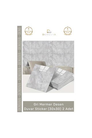 Sticker Mutfak Banyo Tezgah Duvar Sticker Isıya Dayanıklı Yapışkanlı Gri Mermer Desen 30x30cm - 2 A