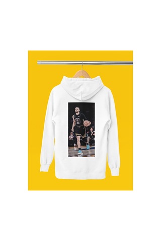 Stil X Stephen Curry Baskılı Kapüşonlu Sweatshırt Beyaz-2