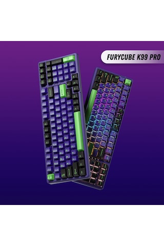 Furycube K99 Pro Mekanik Klavye - Rgb, Hotswap, Kablosuz, Mac/Windows Uyumlu, Mor