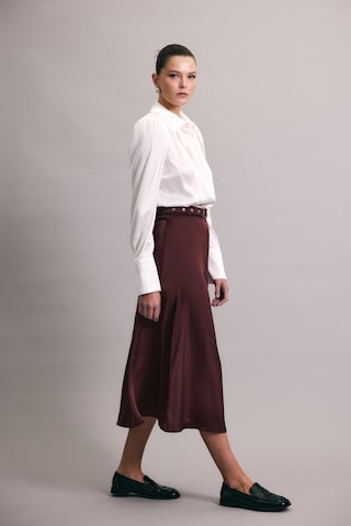 Sateen Kemerli Saten Etek - Bordo-137014 Bordo