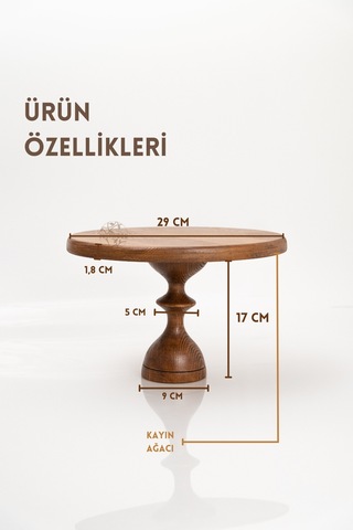 Justwood Mummy 29 Cm Ahşap Ayaklı Yuvarlak Pasta Sunum Tabağı