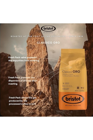 Bristot Classico Oro Orta Kavrulmuş Premium İtalyan Espresso Çekirdek Kahve 1 KG