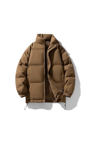 Yeni Düz Renk Pamuklu Ceket, Sonbahar Ve Kış Modası Bol Ve Kalın Erkek Ve Kadın Günlük Çift Pamuklu Ceket Kahverengi