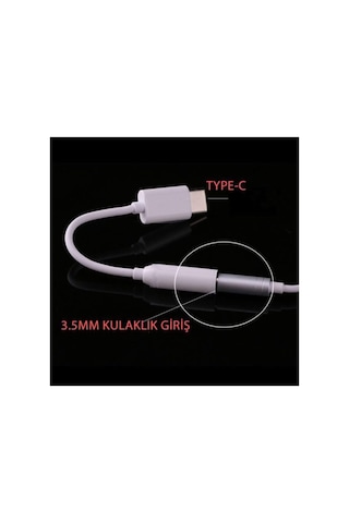 Type-c 3.5mm Kulaklık Dönüştürücü Aparat Aux Çevirici Adaptör, Beyaz
