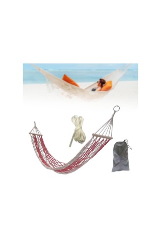 Suntek Kamp Hamak Ağır Katlanır Plaj Veranda Kırmızı-beyaz Beyaz - Kırmızı