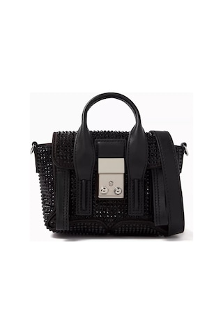 3.1 Phillip Lim Nano Pashli Kristal Çanta Saten, Taşlı, Çapraz Askılı Ve Şık Tasarım El Çantası 0 - Siyah