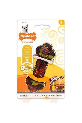 Nylabone Domuz Pastırması ve Cheeseburger Aromalı Köpek Çiğneme Kemiği S