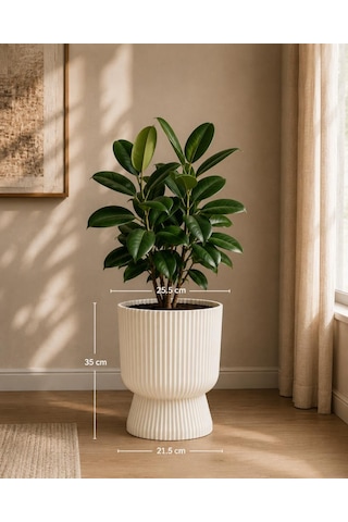 So-ltsa03 Lotus Ayaklı Plastik Vazo Çiçek Saksı 10,5 Lt No: 3 Beyaz 6 Adet