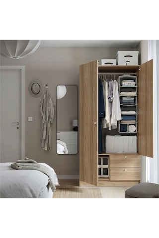 Ikea Meşe Geniş Kapaklı Gardırop 98x57x190 Cm