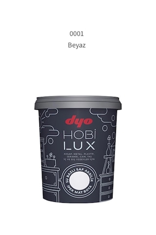 Hobilüx Su Bazlı Saf Akrilik Boya Hobi Boyası 0,9lt Beyaz