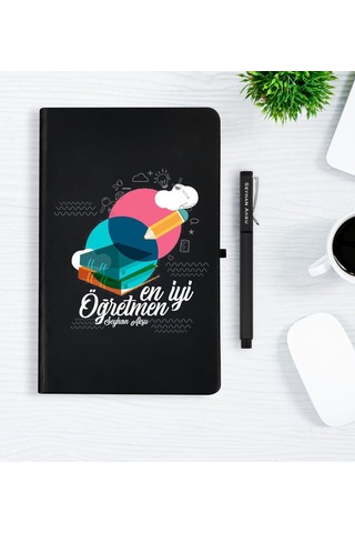 Kişiye Özel En Iyi Öğretmen Siyah Defter Kalem Seti - 3