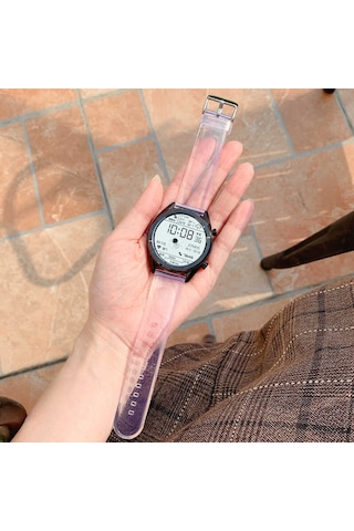 Kilifone - Samsung Watch 42mm Uyumlu - Kordon Şeffaf Silikon Kordon Krd-13 - Şeffaf