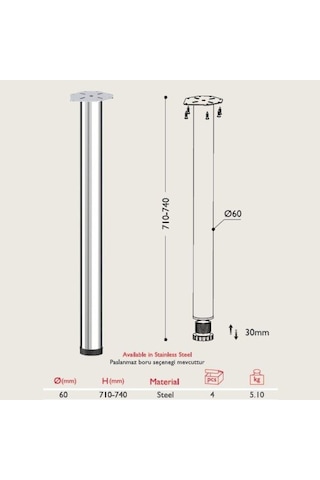 Gürçayhırdavat Gürçay Metal Masa Ayağı 4 Adet Siyah (485780360) Siyah