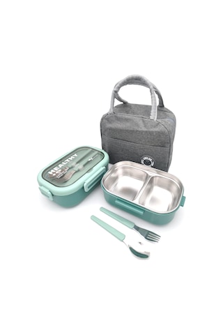 Valkyrie Isı Yalıtımlı Termal Çantalı Çelik Lunch Box Bpa Sız, Sızdırmaz, Çok Bölmeli Yemek Kabı Su Yeşili Su Yeşili