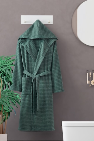 Formeya Pamuklu Kapüşonlu Bornoz Unisex Bornoz Yeşil