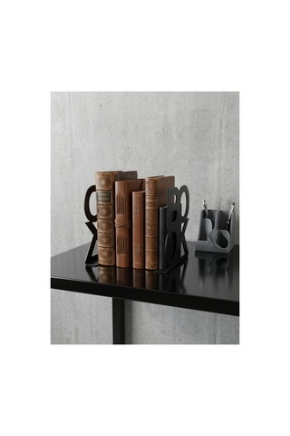 Book Figürlü Metal Kitap Tutucu - Siyah Dekoratif Kitap Desteği Ve Raf Düzenleyici Kitaplık Aksesuarı
