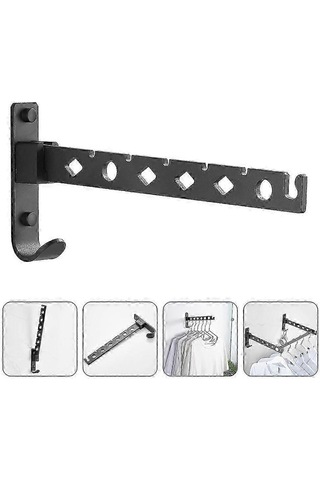 Ganzhoushop Şık Duvara Monte Çamaşır Kurutma Askısı - 30x13cm Siyah Çok Renkli