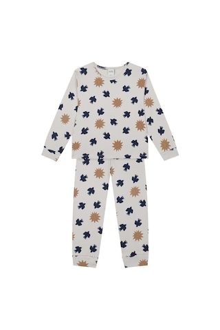 Antebies Organik Gots Sertifikalı Kuş & Güneş Desenli, Uzun Kollu Erkek Çocuk Pijama Takımı Gri