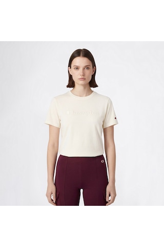 Champion Ss Regular Fit Kadın Krem T-shirt 118382 2800400