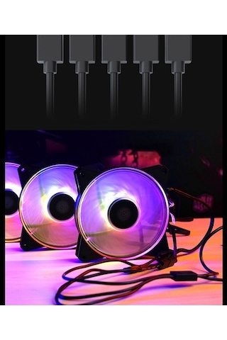 Cooler Master 1 İla 5 3pın 5 V Rgb Fan Adaptör Kablosu Comter Kasa Fan Bağlantı Kablosu Uyumlu Argb Msı Asus İçin